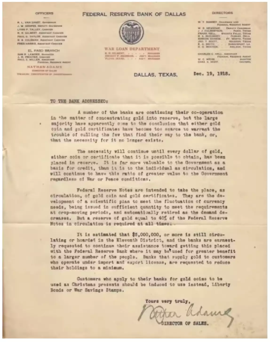 Federal Reserve Christmas Gold Confiscation Federal Reserve Christmas Gold Confiscation